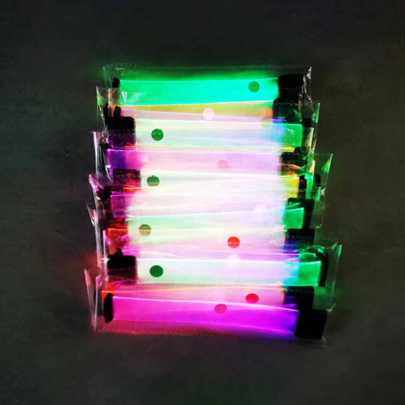 led luminous bracelet 3V magnetic suction buckle tpu shiny 7 color color changing holiday luminous gift printing bracelet luminous