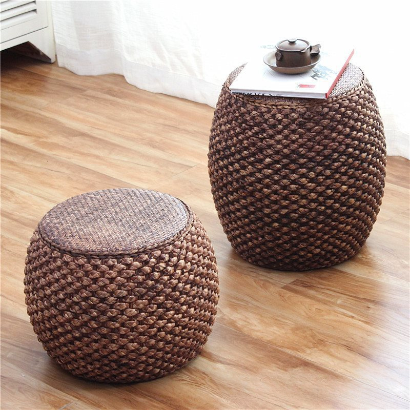 Рattan барабанный табурет, низкий табурет в китайском стиле, табурет для смены обуви, маленький табурет для дивана
