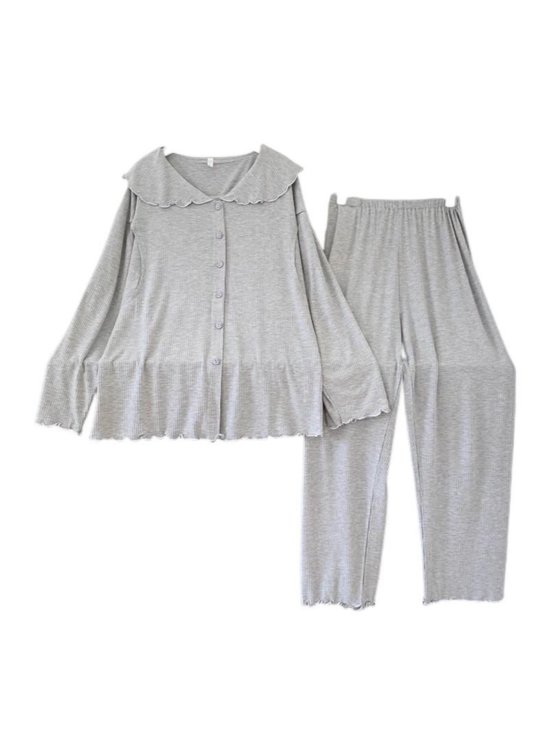 Maternity Long-Sleeve Long-Pants Set for Postpartum Nursing Sleepwear, Spring and Autumn Loose Plus-Size Maternity Loungewear