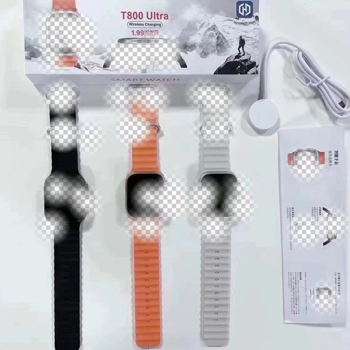 T800 Ultra Smart Watch Bluetooth Call Watch Wireless Charging Heart Rate Monitoring Sports Smart Watch Factory