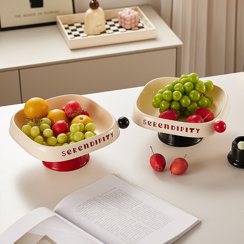 High-foot Fruit Plate Living Room Home Coffee Table Snack Pendant Plate New Style Fruit Basin Light Luxury High-value Candy Plate