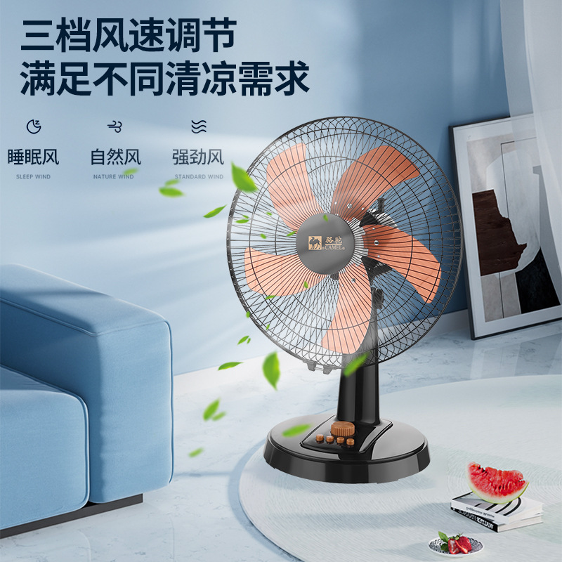 Camel Electric Fan Desktop Household 16-inch Desk Fan Quiet Dormitory Student Office Big Wind Shaking Head Small Fan