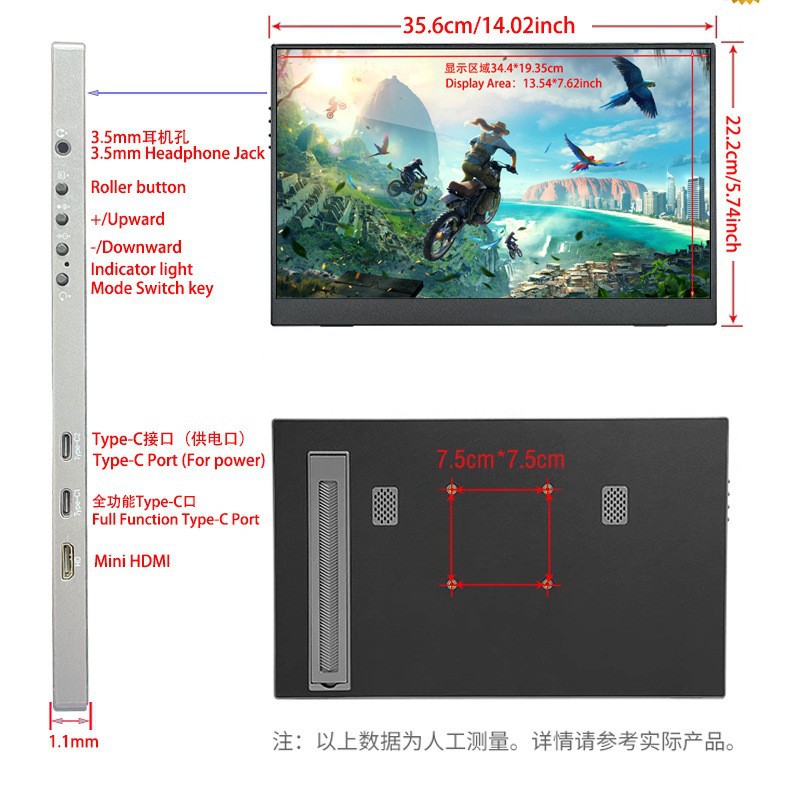 15.6inch Portable Display Android Fruit Smartphone Neutral Wireless Screen Pc Split Screen Amazon Hot Sale