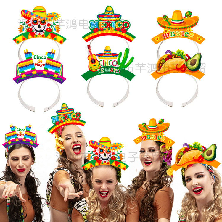 2025 New Cross-border Mexican Theme Carnival Party Headwear Photo Props Children's Party Headband