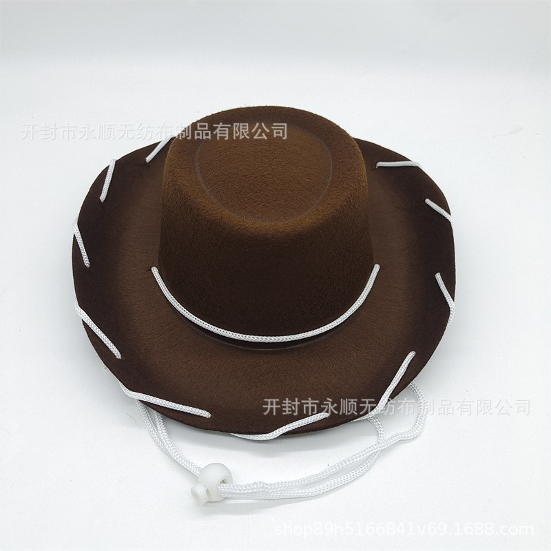 Factory wholesale brown rope cowboy hat Western big hat performance hat non-woven red rope wide brim felt hat