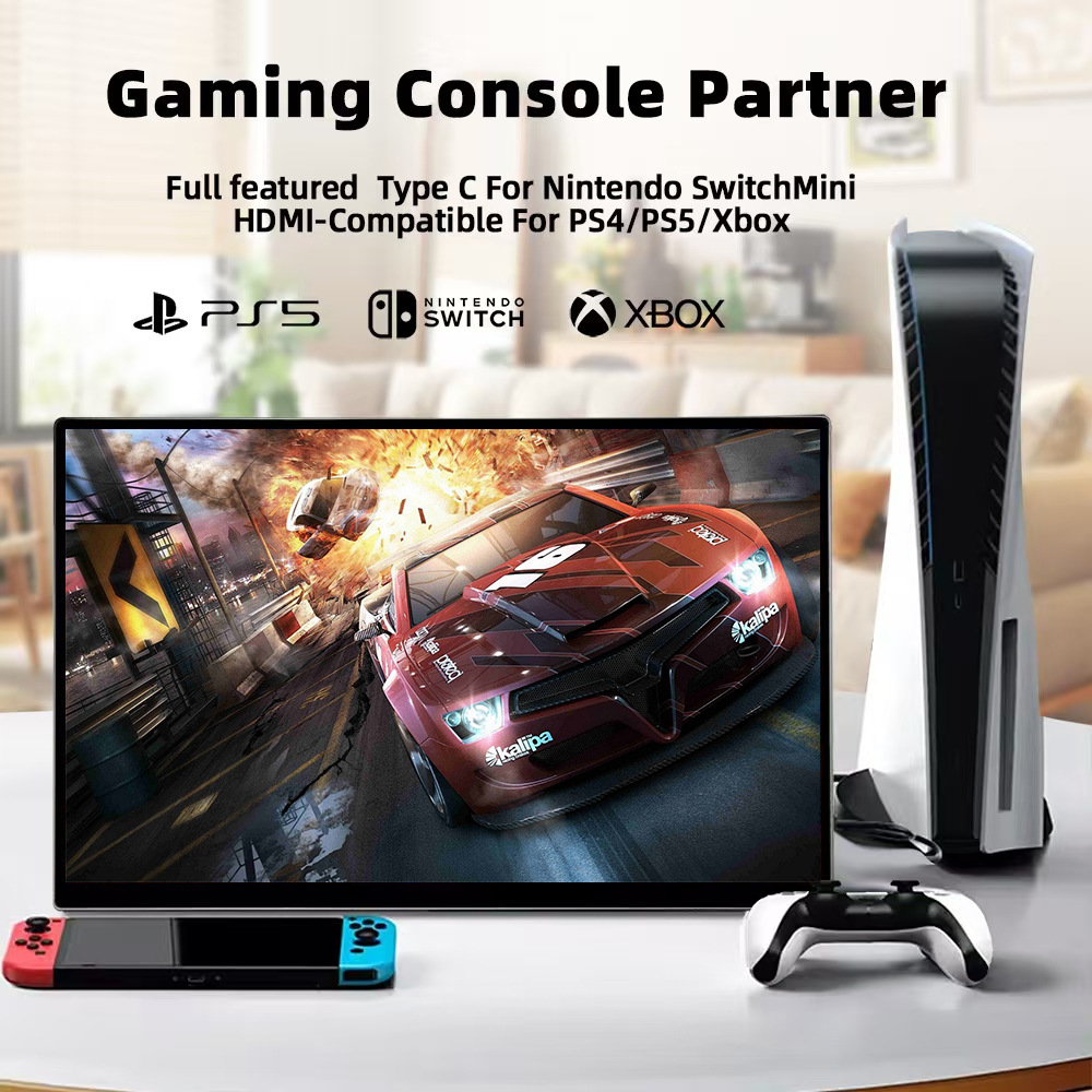 Портативный дисплей 14/15.6 дюймов, HD, одинарный сенсорный экран с подставкой, внешний экран для мобильного телефона