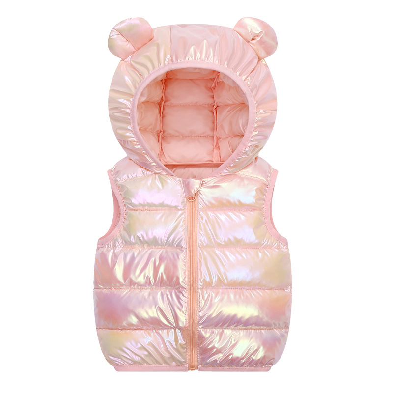 Foreign trade children's clothing 2024 new autumn and winter children's down cotton-padded jacket boys and girls hooded vest vest children's waistcoat