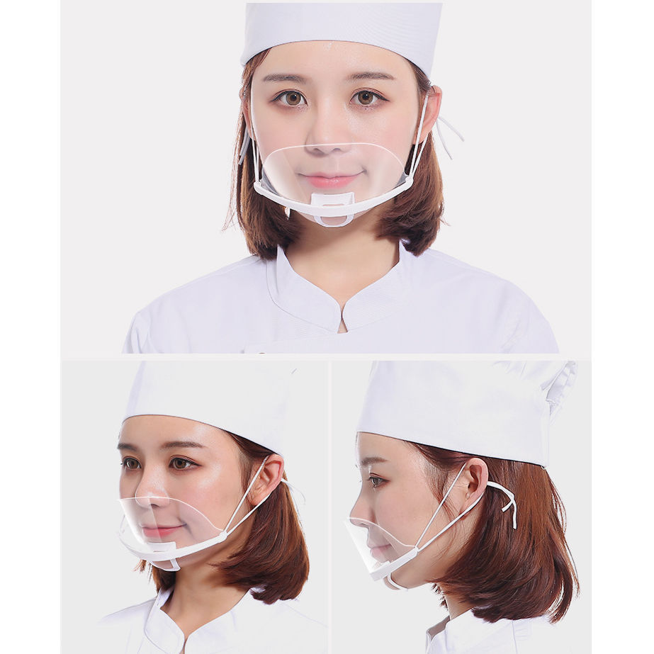 50 Smile Transparent Masks Catering Masks Anti-Fog Kitchen Restaurant Spit Chef Anti-Saliva Droplets Plastic Jieqi