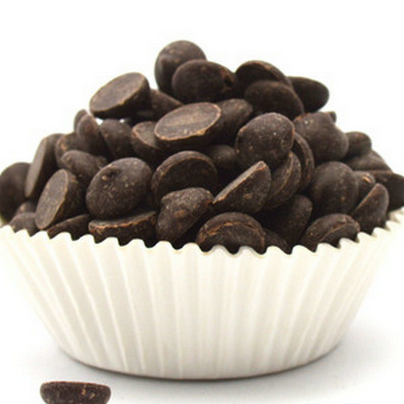 In stock wholesale baking chocolate block raw material cocoa beans 53% pure fat black chocolate beans 1kg * 10 bags/piece