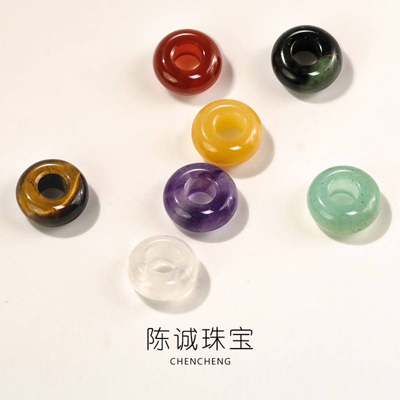 4X10Mm Natural Abacus Beads Large Hole Round Beads DIY Jewelry Accessories Natural Stone Crystal Agate Loose Beads Wholesale