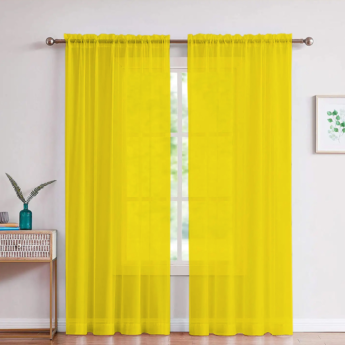 Support Jit Delivery, Cross-Border Exclusive Factory Direct Sales, Yellow Translucent Digital Printing Processing Curtains and Screens