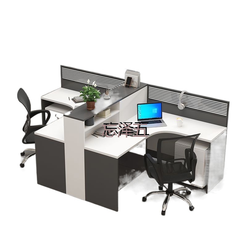 PCGS Staff Office Desk and Chair Combination Staff Screen Corner Side Cabinet Double Four-Person Workstation Office Card Holder Office