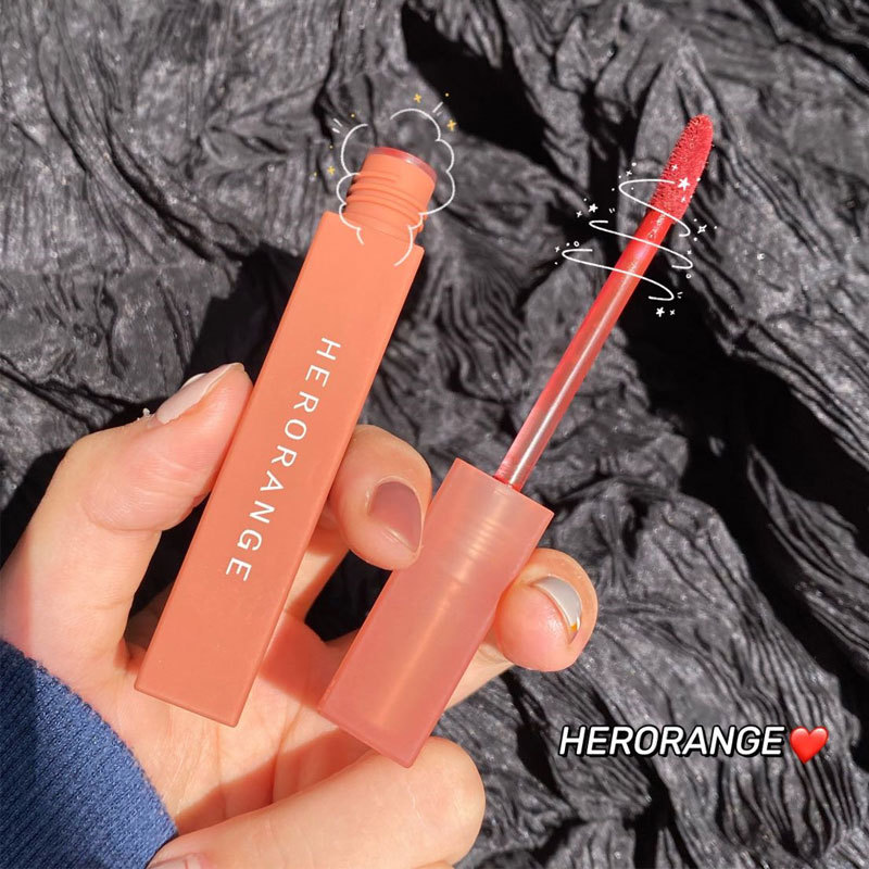 Herorange Color Diary Lip Mud Student Domestic Lip Glaze Affordable Lip Gloss Small Square Tube Lip Mud Dropshipping