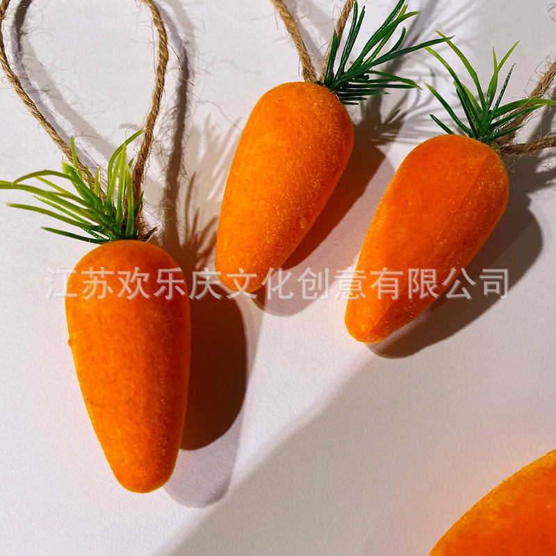 Cross-border New Easter Carrot Easter Decorations Flocking Carrot Easter Bunny Turnip