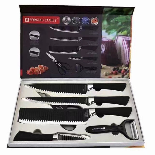 Набор из шести антипригарных ножей с волнистым рисунком