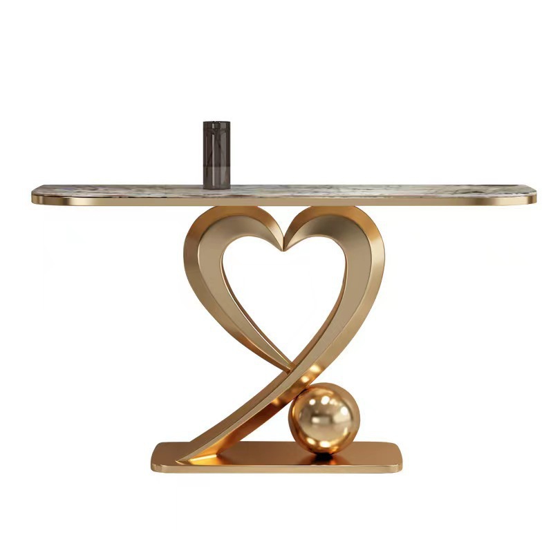 Italian-Style Light Luxury Sintered Stone Foyer Cabinet, Simple Living Room Foyer Console, Entryway Sideboard, Stainless Steel Foyer Table