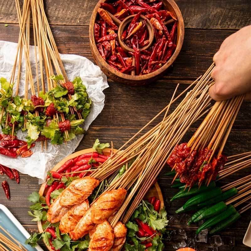 Malatang barbecue stick disposable bamboo stick string of fragrant mutton string kwantung boiled sugar gourd carbonized bamboo stick wholesale