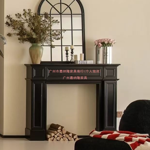 Американский ретро, европейский стиль, декоративный шкаф, резной камин, французский стиль, вход в гостиную, фотография