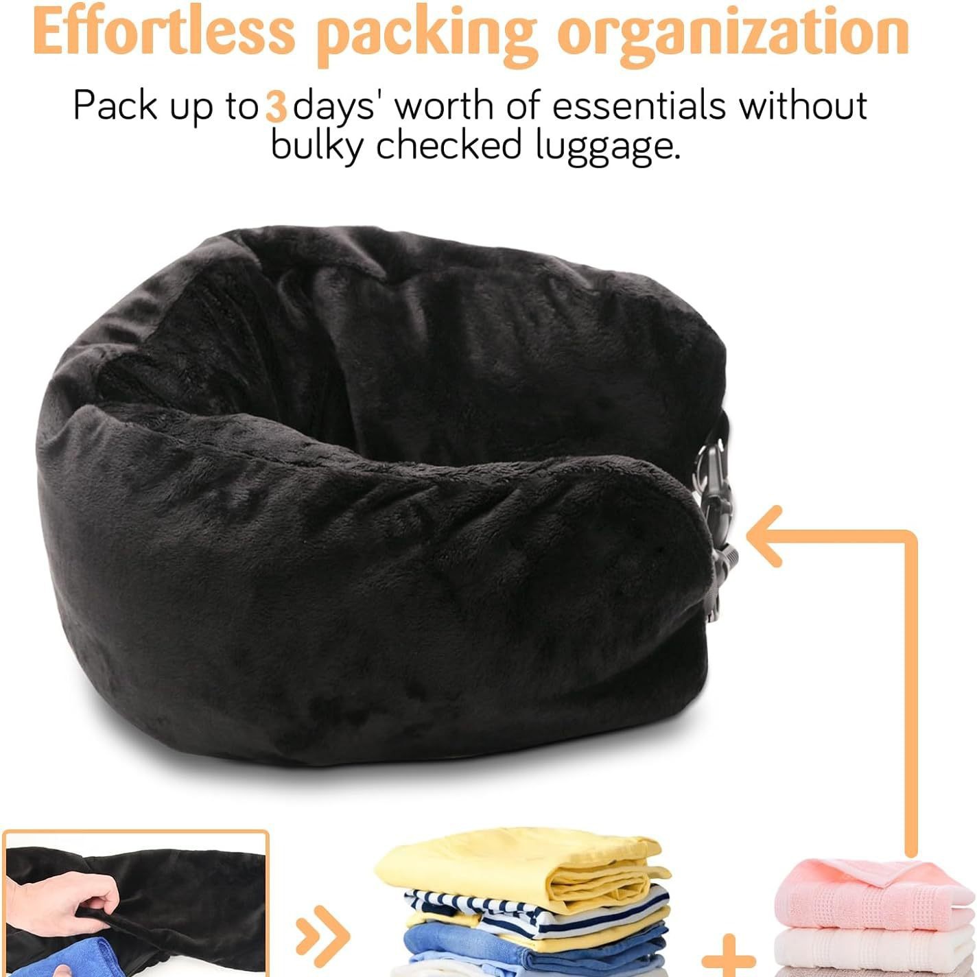 Cross-Border New Travel Pillow Can Be Filled with Clothes, Luggage Pillowcase, Soft Plush Filled Multi-Function U-Shaped Pillow