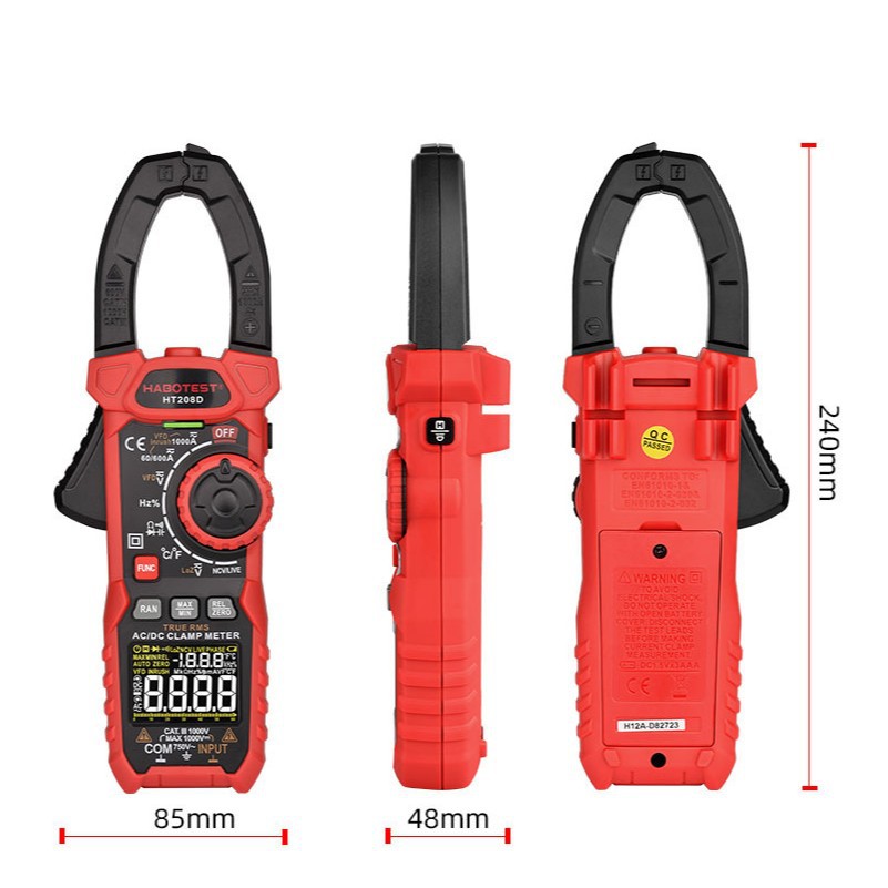 Huabo HT208D Clamp Multimeter High Precision Digital Clamp Meter Multi-function Clamp Meter AC/DC Clamp Meter