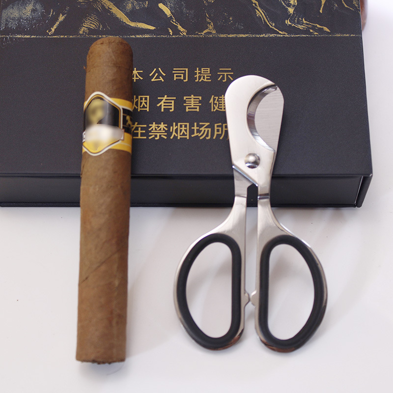 Оптовые ножницы для резки медицины из нержавеющей стали 420, многофункциональные ножницы для сигар с резиновым кольцом