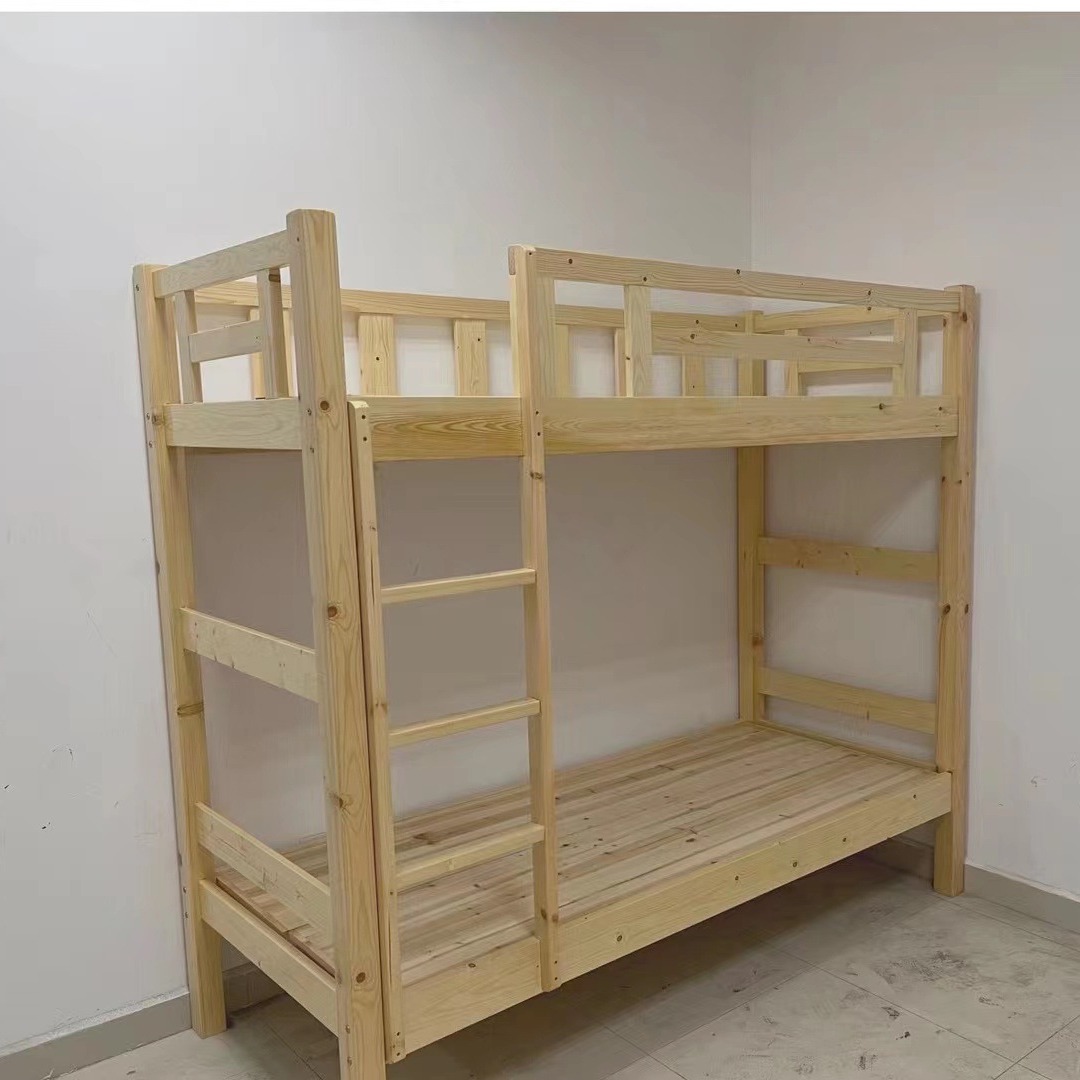 Processing Solid Wood Bed Modern Simple Nordic Economical Oak Single Double Bed Rental Room Dormitory Bed