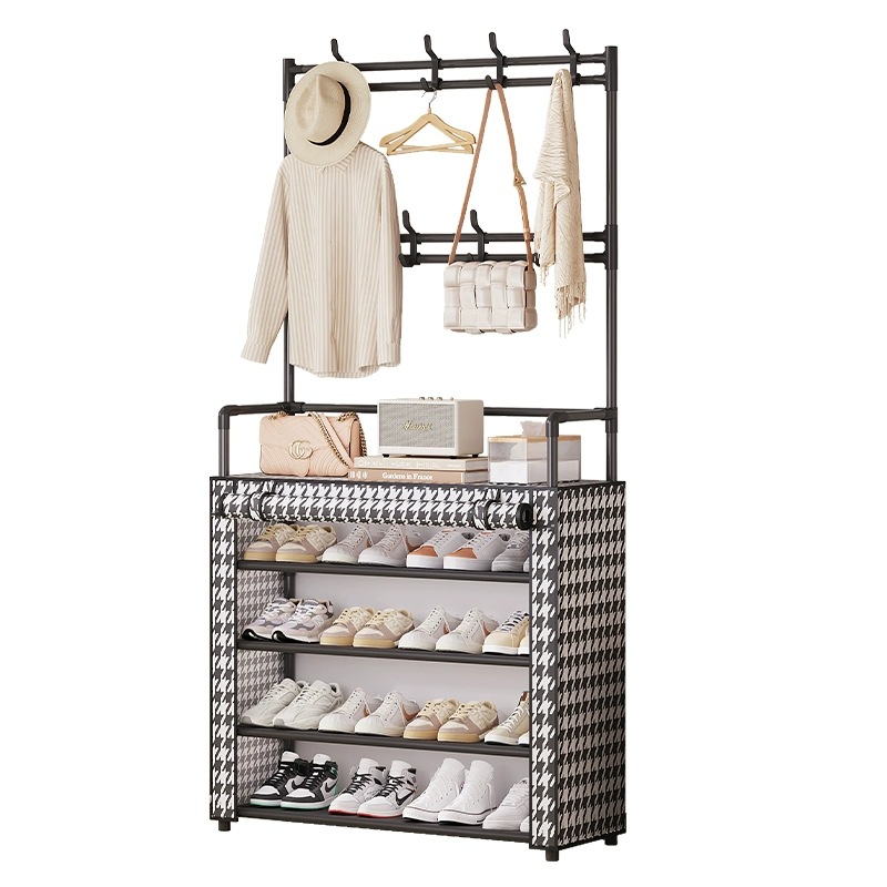Shoe Rack Multi-layer Storage Rack Household Simple Door Entrance Indoor Large Capacity Dustproof Shoe Cabinet Coat Rack