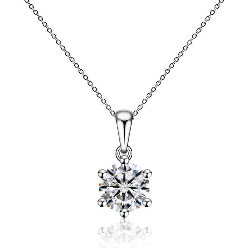 18K Cultivated Diamond Artificial Necklace Classic Six-Prong Pendant Single Pendant Clavicle Chain Laboratory Synthetic Diamond