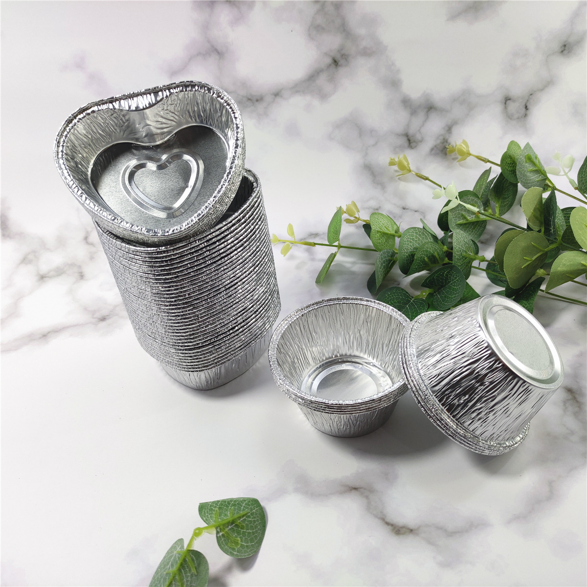 Disposable heart-shaped tin paper box 1222 heart-shaped cake mold air fryer baked egg round household aluminum foil box