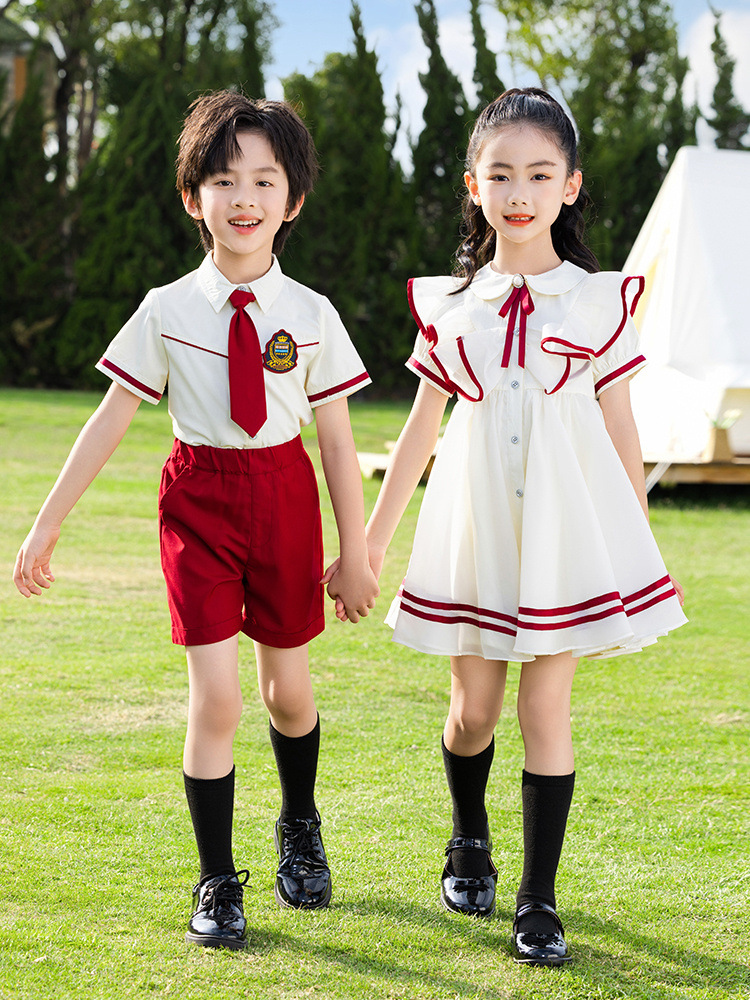Летняя белая рубашка с коротким рукавом для детей, форма для начальной школы, британский стиль, одежда для выпускных фото