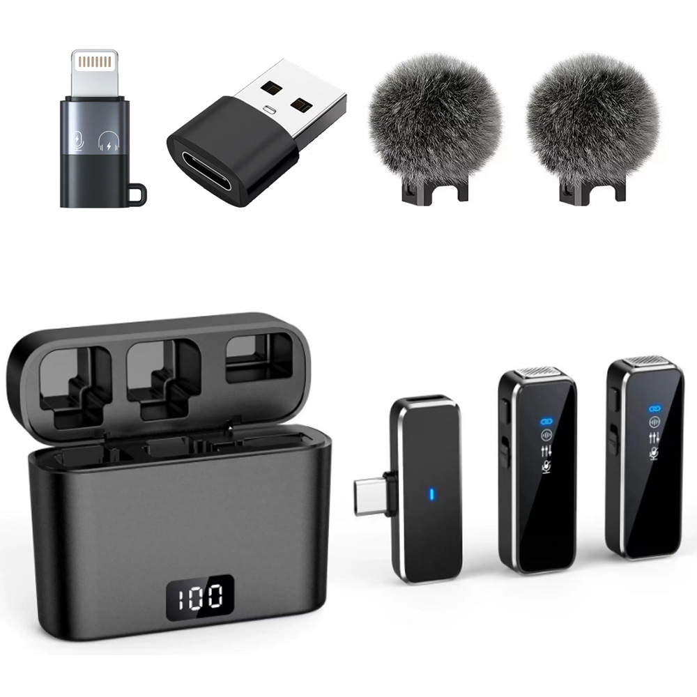 M3 Private Model Wireless Laptop Microphone One-to-Two Storage with Charging Bin Mobile Phone Live Radio Noise Reduction Microphone