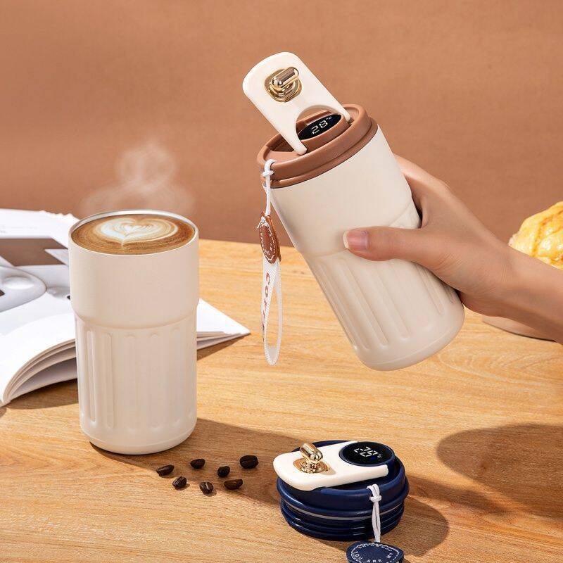 2025 new 316 stainless steel thermos cup coffee cup intelligent temperature measurement high color value male and female student water cup wholesale