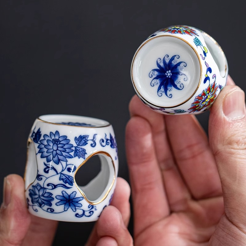 Tea Set Lid Set Playing Pot Bearing Antique Vintage Ornaments Tea Ware Blue and White Porcelain White Porcelain Ceramic Tea Ceremony Accessories Tea Cover Bracket