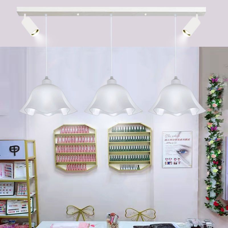 Nail salon chandelier cream style milk tea shop track with spotlights commercial beauty shop cashier bar restaurant chandelier