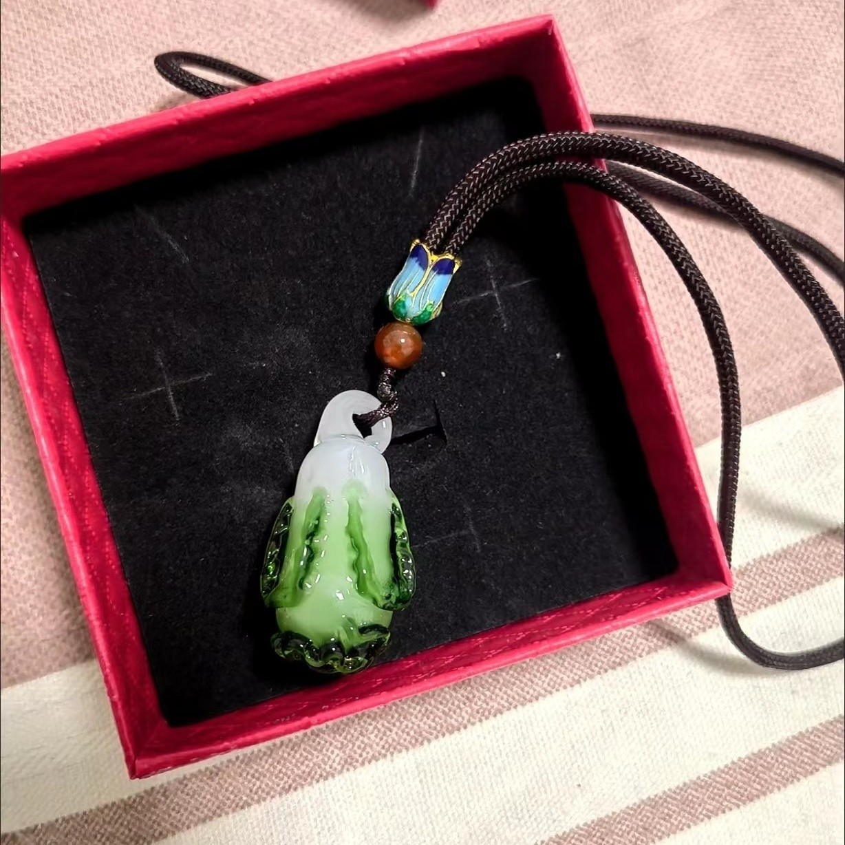 Стеклянная курица из Цибо Бошань, желтая тыква, ожерелье, ручная работа, кулон из капусты Бай Цай, подарок Фу Лу, доставка в прямом эфире