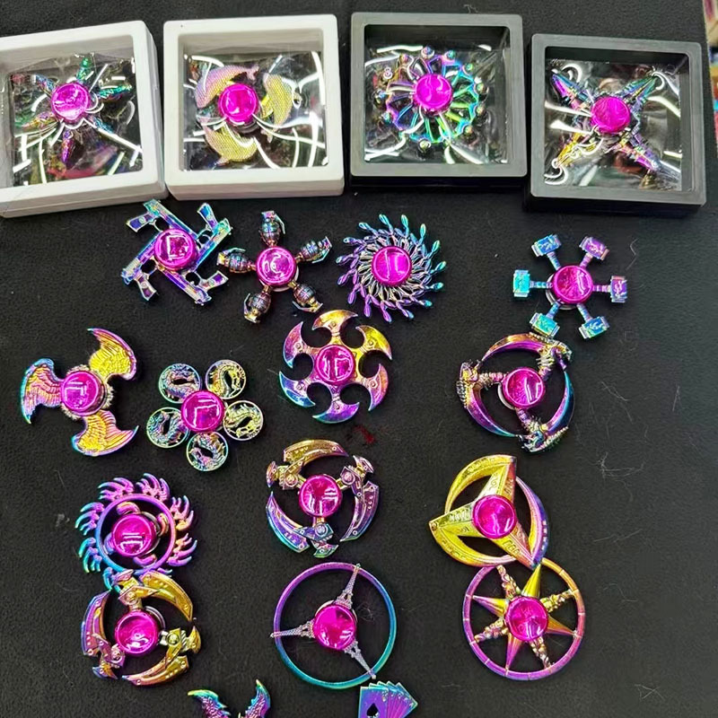 Black Technology Colorful Alloy Gyroscope Boxed Mini Whirlwind Fingertip Metal Spinning Finger Toy for Boys