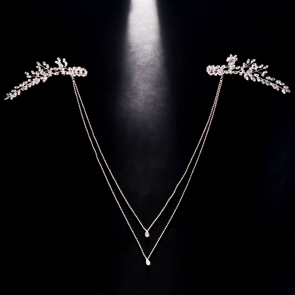 European and American bridal back chain Women's shoulder chain Diamond-embedded multi-layer body chain back chain rhinestone cross-border jewelry body chain