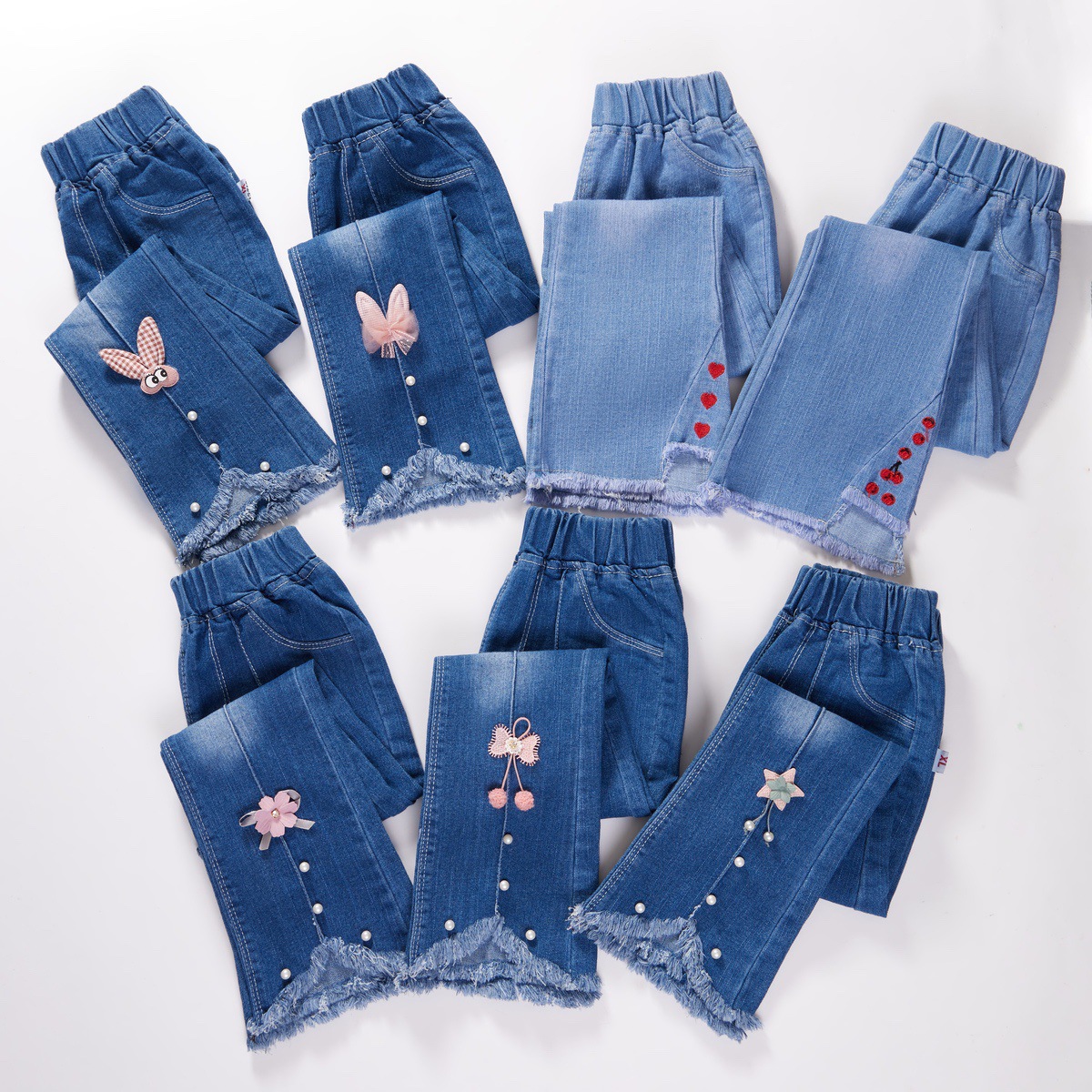 Children's Clothing Girls' Jeans Spring & Fall 2025 New Style Medium and Large Kidsren's Korean Style Girls' Bell Bottoms Kidsren's Pants Trendy