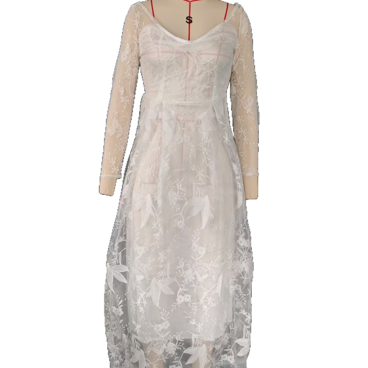 2025 summer new European and American women's Amazon long sleeve off shoulder bridal wedding dress dress dress 8801