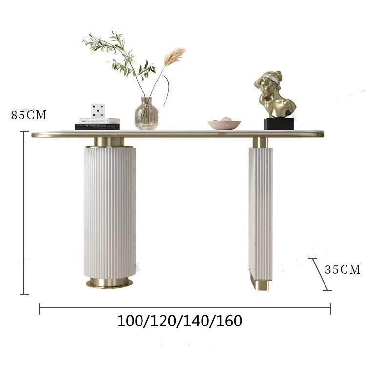 Italian Style Light Luxury Rock Board Entrance Table Home Entry Light Luxury Entrance Table Hotel Homestay Fashionable Stainless Steel End View Table
