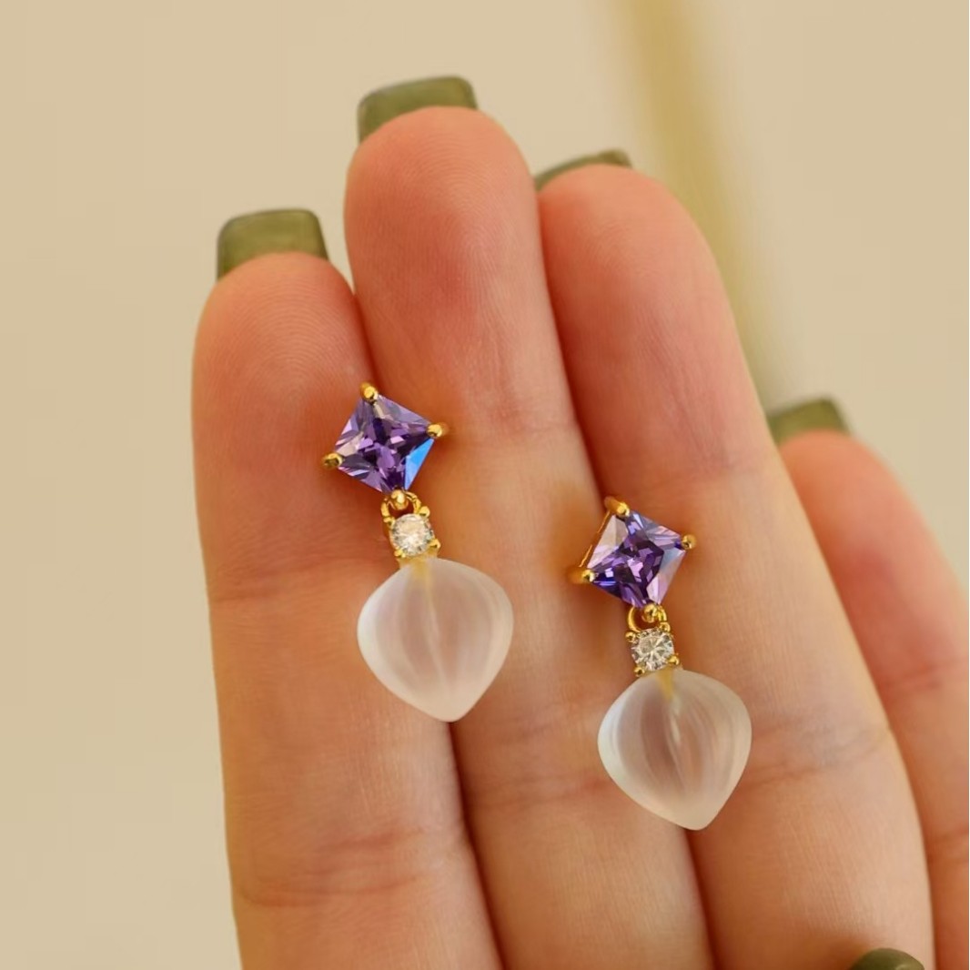 Серьги из натурального матового белого кристалла, серьги в средневековом дизайне, серебро S925, модные