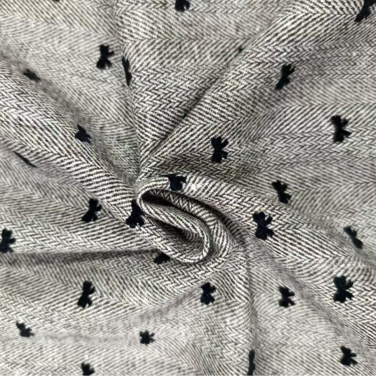 Gold Pattern Herringbone Hong Kong Tweed Material Flocked Bow Bottoming Skirt Half Skirt Children's Clothing Tweed Material