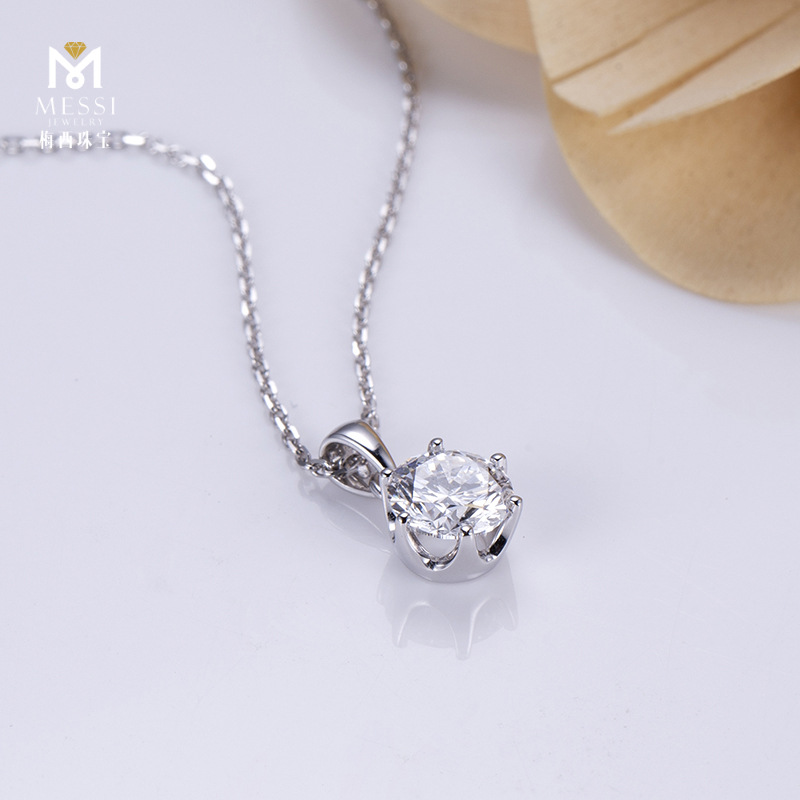 18K gold jewelry factory HPHT artificial laboratory cultivation diamond IGI artificial diamond classic six claw pendant necklace