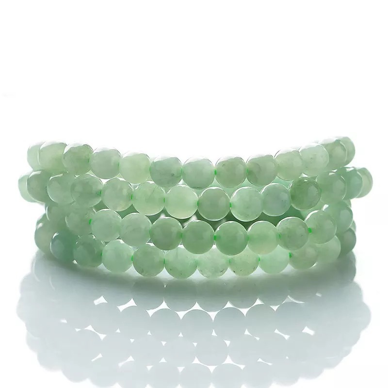 Military Natural Burmese A-Grade Jade Necklace 8mm Bracelet Three-Color Bracelet Wholesale Live Broadcast Fc3102701