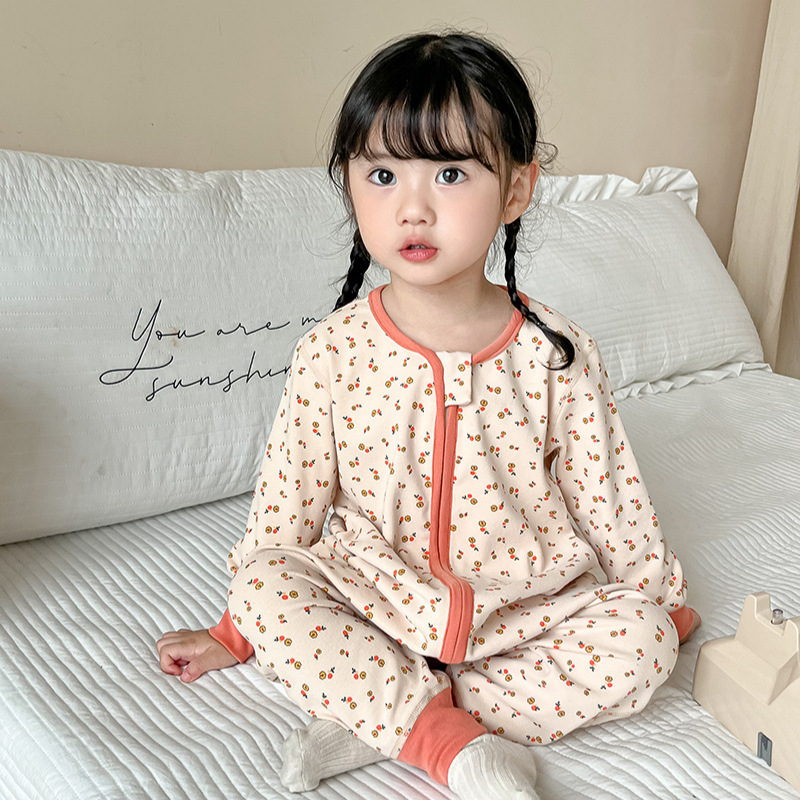 Sleeping Bag Kidsren's Thick Brushed Baby Split-Leg Anti-Kick Quilt Boneless Wool Pull-Up Cotton Boy's Seamless Jumpsuit