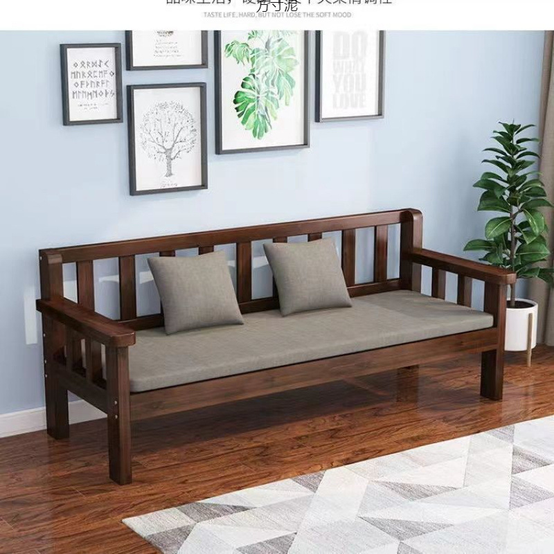 Solid Wood Sofa Combination Living Room Double Three-Person Bench Rental Room Bedroom Sofa Chair Shopping Mall Rest Bench