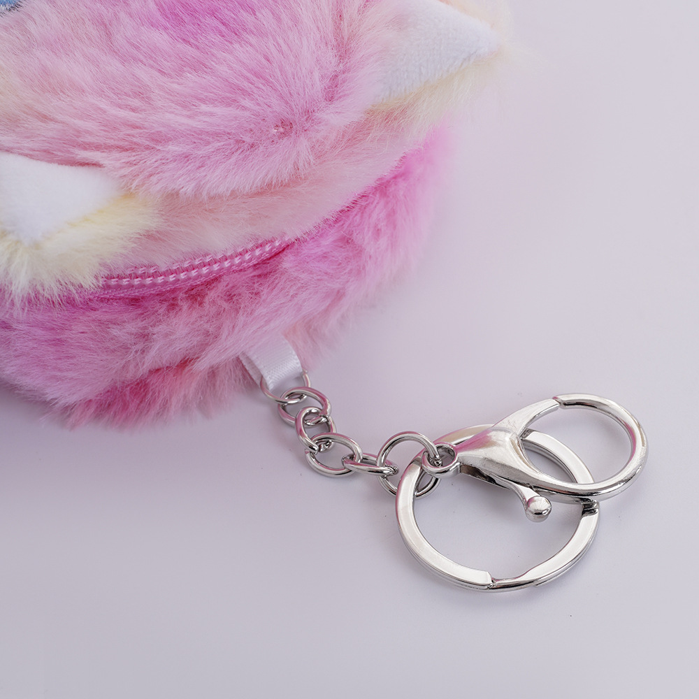 Cross-border cartoon cute girl heart plush coin purse mini wallet Korean style fresh earphone storage key case