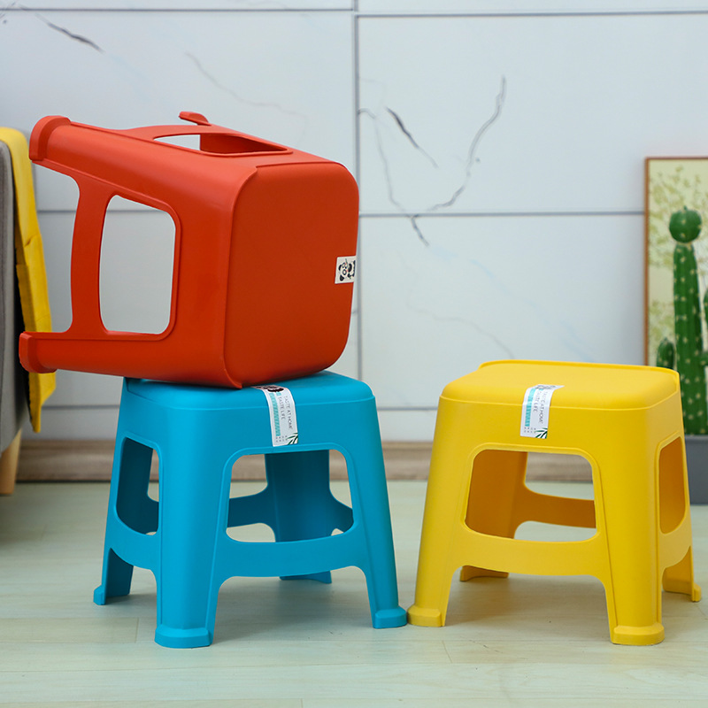 Factory wholesale household plastic small square stool dovetail stool color phoenix tail stool printable advertising plastic stool