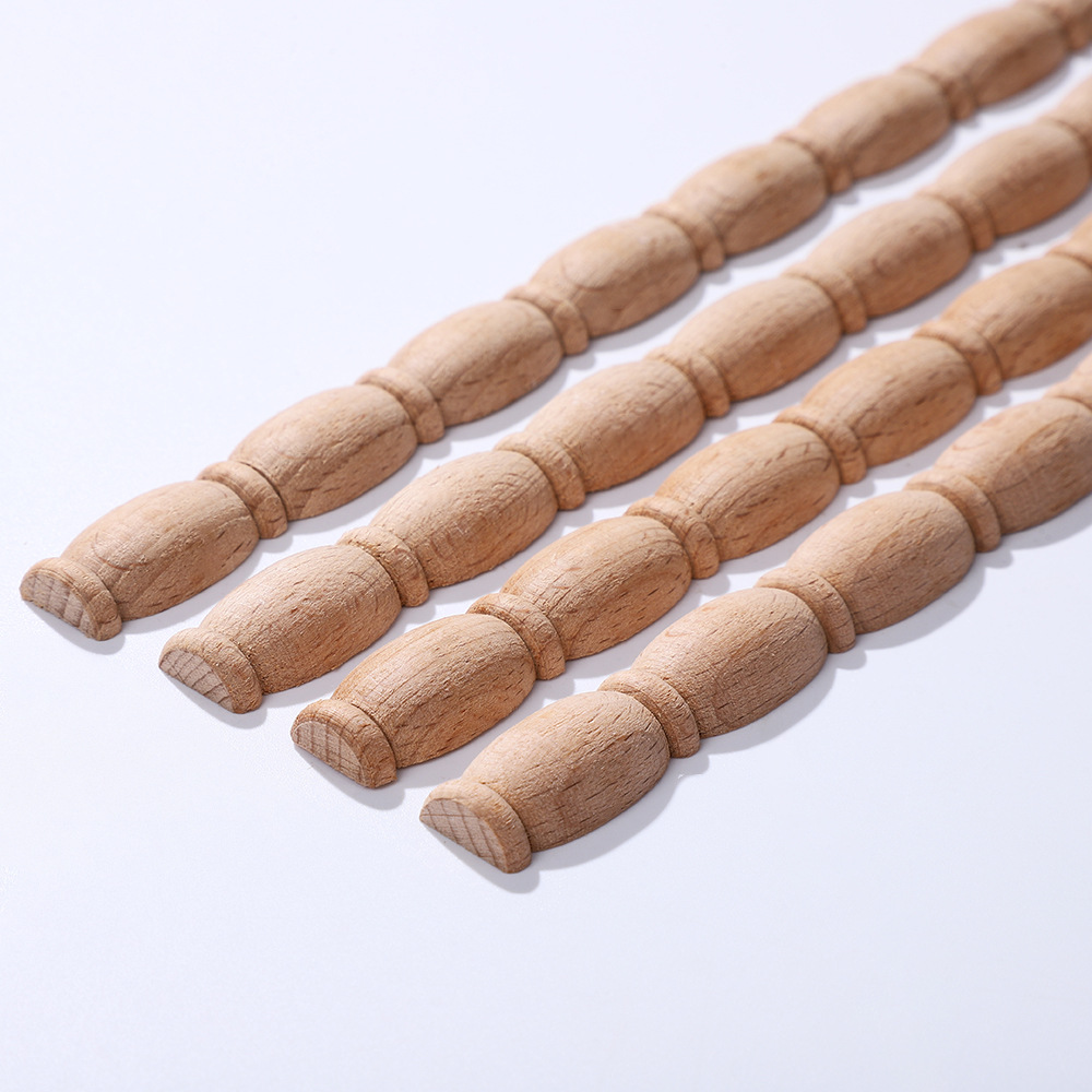 Amazon High-Quality Dongyang Wood Carving Semi-Circular Pearl Line Solid Wood Molding Picture Frame Decorative Waistline Edge Strip Customization