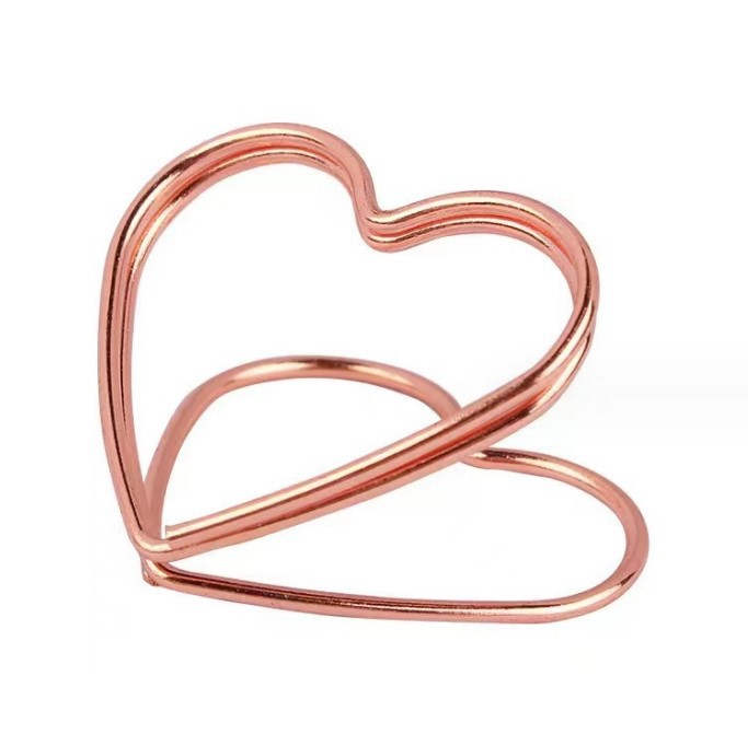 Double-Layer Three-Dimensional Card Holder, Heart-Shaped Seat Holder, Metal Standing Desktop Message Note Holder, Card Holder, Metal Note Holder